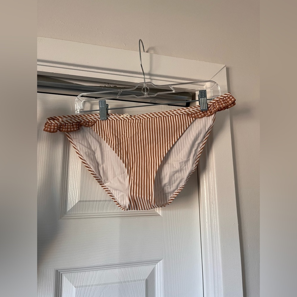 Nude Gingham Striped Bikini Bottom - Aerie Size L